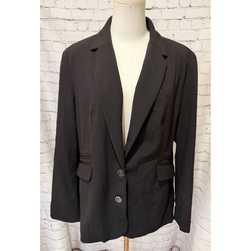 NWT NY&CO Womens Blazer Plus Size 18 Two Button Black Professional Office Wear